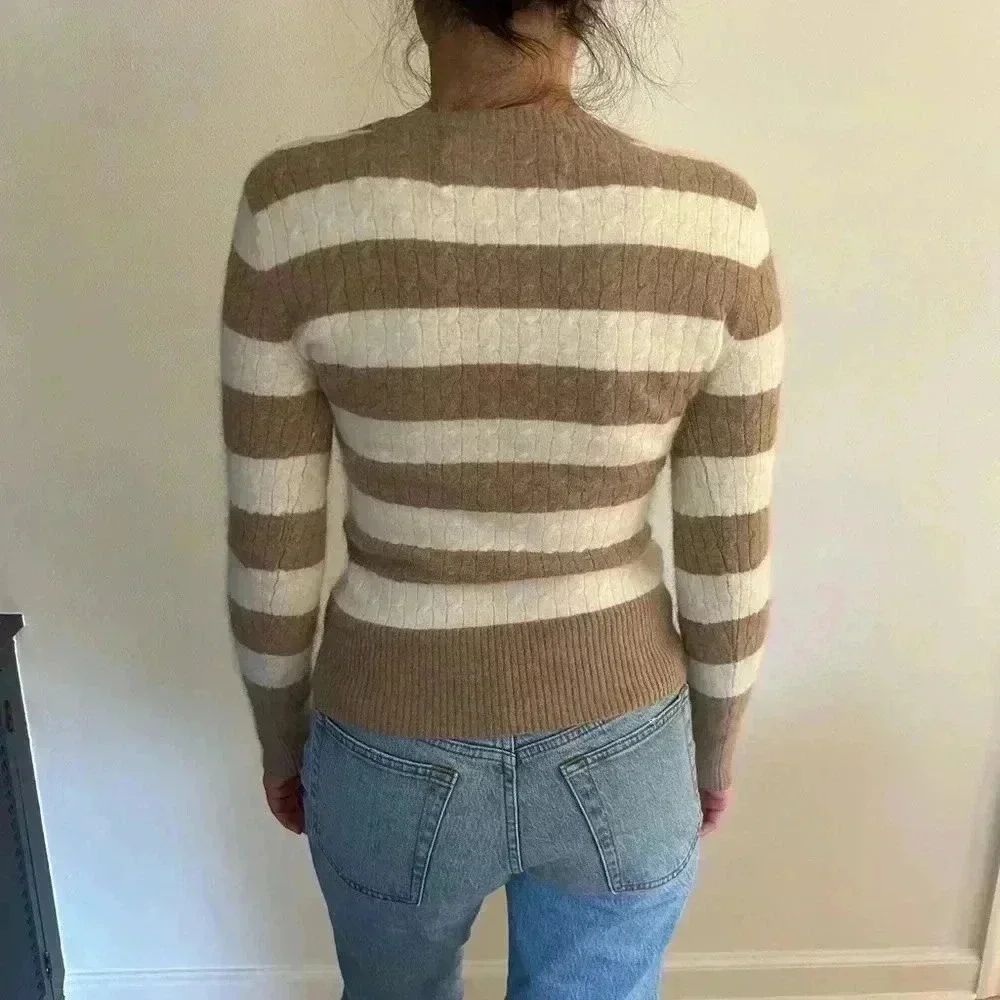 KAISELY angora rabbit/ woo blend stripped knit crew neck sweater sz M j crew